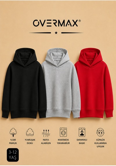 Overmax Çocuk 3'lü Sweatshirt Takımı 3-12 Yaş Siyah-gri-kırmızı - 917542430 Siyah-gri-kırmızı Overmax Çocuk 3'lü Sweatshirt Takımı 3-12 Yaş Siyah-gri-kırmızı - 917542430 Siyah-gri-kırmızı