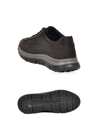 Ayakmod Siyah Hakiki Deri Bağcıklı Rahat Tabanlı Erkek Casual Ayakkabı Sneaker 160
