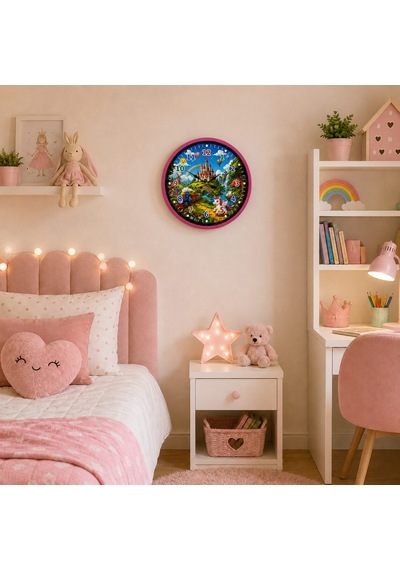 Masal Vadisi Pembe 36 X 36 Cm Çocuk Duvar Saati