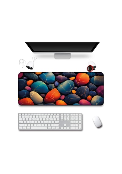 Sonictouch Klavye Mousepad 40x90cm Dikişsiz Pürüzsüz Sıvı Geçirmez Kaymaz Taban Kintsugi Çakılları