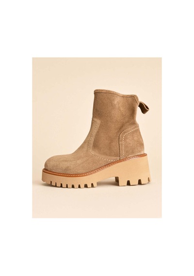 37brandshoes Bej Süet Fermuarlı Bilek Bot Bej Bej