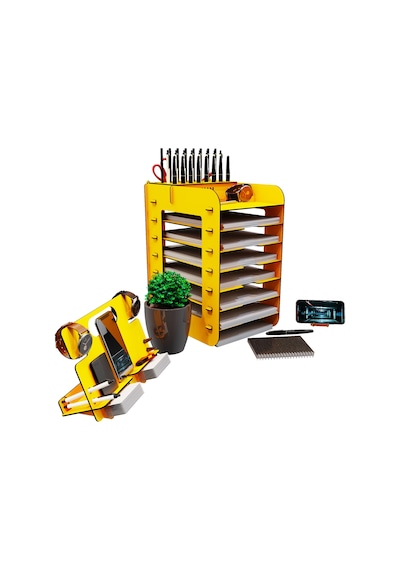 Kuk Design Robinia A4 Evrak Rafı Ofis Masaüstü Organizer Set Ceviz