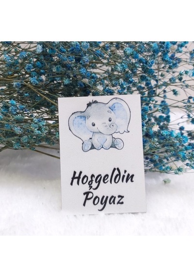 Ahşap Magnet Fil Baskılı Erkek Bebek Magnetleri Bebek Şe 30 Adet