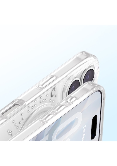 İphone 17 Uyumlu Kılıf M-safe Şarj Özellikli Zore Paris Mova Sert Pc Kapak Şeffaf-beyaz Şeffaf - Beyaz