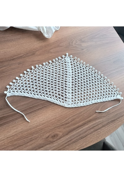 M Doğal Örgü Bandana Beyaz