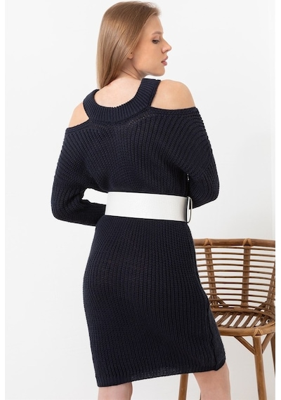 Aqe Fashion Kadın Lacivert Omuz Detaylı Elbise Lacivert