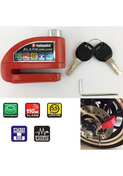 Motosiklet Alarmlı Disk Kilidi 110 Db + Hatırlatma Kablosu  (411990957) Siyah