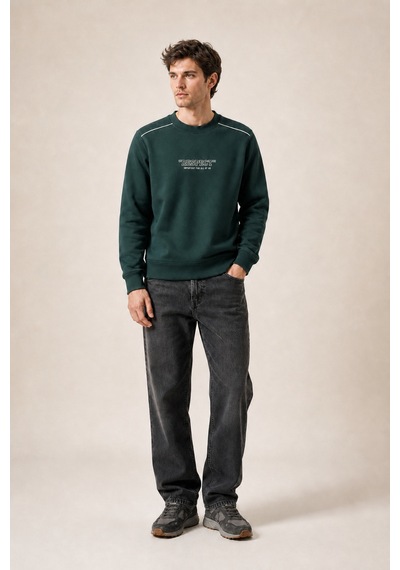 Redline Respect Bisiklet Yaka Regular Fit Kışlık Sweatshirt Nefti