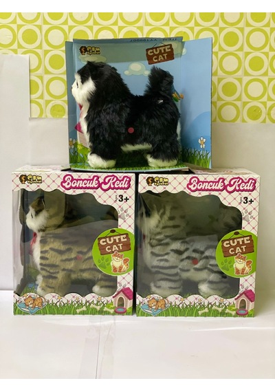 Oyuncak Boncuk Kedi Sesli Hareketli Miyavlıyan Oyuncak Kedi