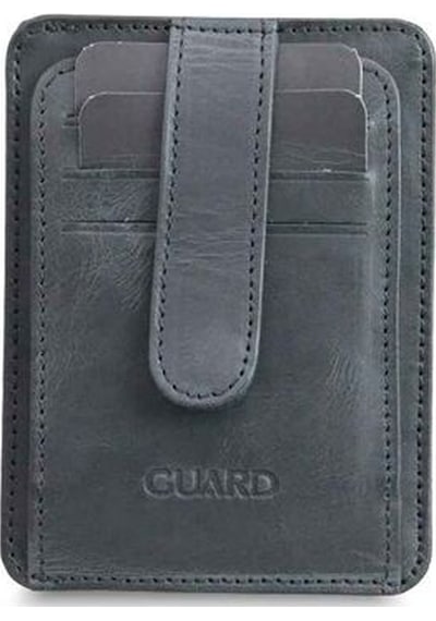 Guard Dikey Crazy Siyah Hakiki Deri Kartlık Erkek / Kadın P5171 Siyah