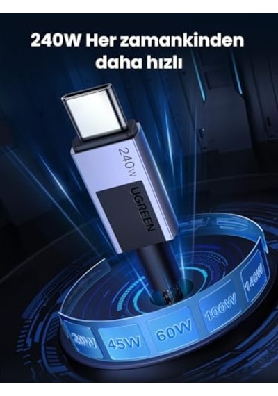 Usb-c To Usb-c 240w Pd Hızlı Şarj Kablosu, Uzay Grisi, 2m, 45068
