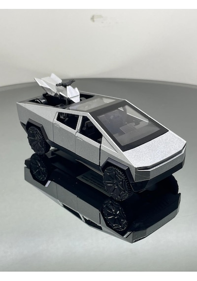 Tesla Cyber Truck 1:32 Ölçek Metal Çek Bırak 12 Cm Oyuncak Araba - Gri