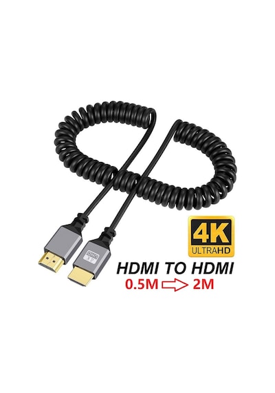 4414 Hdmi Spiral Yaylı Uzayabilen FullHd 4k 60Hz Uhd Kablo 2Metre