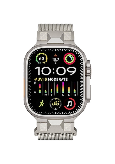 Zore Apple Uyumlu Watch  Ultra 49mm Krd-107 Metal Hasır Kordon-gri