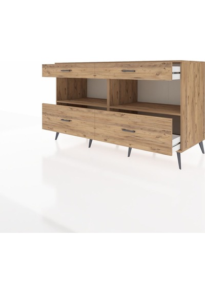 Kronos Konsol 2 Raflı 4 Çekmeceli 176x59x99 Çam-çam Çam-çam