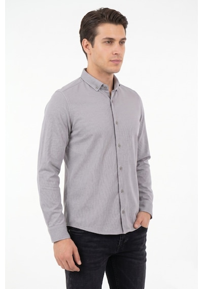 Advante Erkek Spor Slim Fit Uzun Kol Petek Dokulu Gömlek Bgl-st05483 Gri