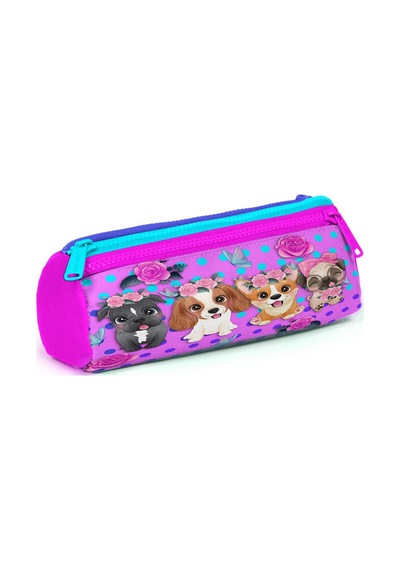 Coral High Kids Pembe Köpek Desenli Üç Bölmeli Kalem Çantası 22050