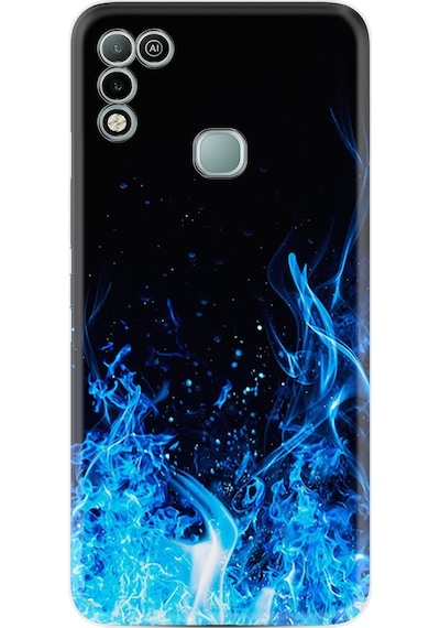 Infinix Hot 11 Play Kılıf Silikon Desen Blue Fire 1678