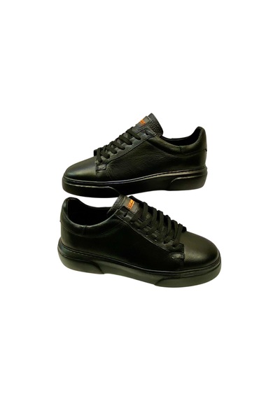 Erkek Bağcıklı İç Ve Dış Yüzey Deri Dikişli Poli Taban Sneaker--sula Siyah