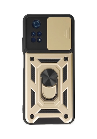 Xiaomi Poco M4 Pro 4g Uyumlu Kılıf Pars Lens Yüzüklü Silikon - Gold