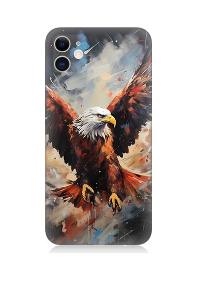 Apple Uyumlu iPhone 12 Silikon Kılıf Beyaz Başlı Siyah Kartal