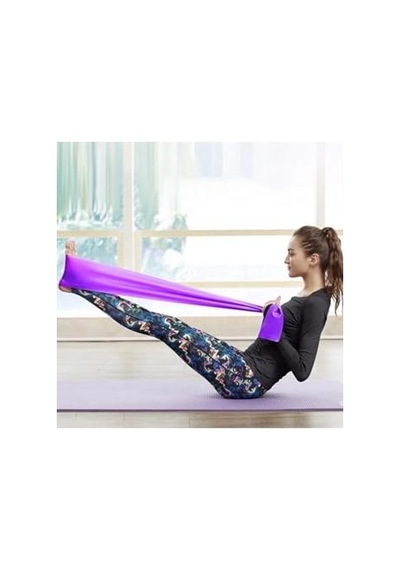 Pilates Bandı Jimnastik Pilates Lastiği 120x15 Cm Egzersiz Aerobik Bant 1 Adet Mor Mor 120 X 15 Açık Bej