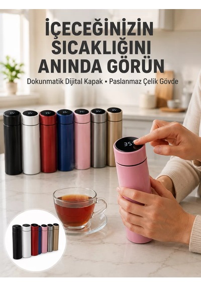 Yüksek Isı Korumasına Sahip Taşınabilir Çelik Termos Yeni Nesil Mavi