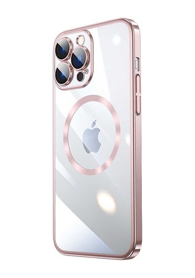 Zeyline Apple Uyumlu iPhone 13 Pro Wireless Şarj Özellikli Sert Pc Zore Riksos Magsafe Kapak-rose Gold