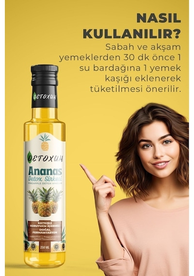 Detoxum Ananas Sirke Doğal Fermantasyon Pineapple Vinegar 250 ML