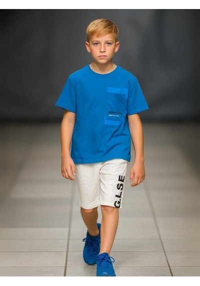Marions Erkek Çocuk Cep Detaylı Oversize Kalıp T-shirt-15958 Mavi