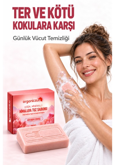 Organicsun Himalaya Tuz Sabunu 120 Gr X 2 Adet Köpüren Formül - Zengin Doğal Mineralli Pembe Himalaya Kaya Tuzu Sabunu