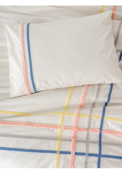 Cotton Box Puff Nakışlı Çift Kişilik Nevresim Takımı Linea Somon Somon