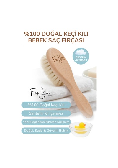 For You Gold %100 Keçi Kılı Doğal Bebek Saç Fırçası