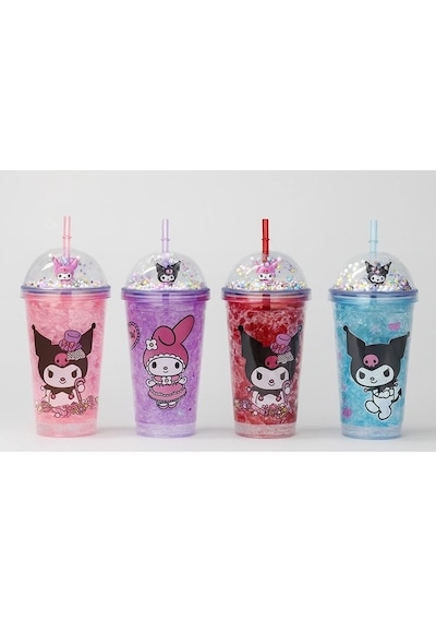 Sevimli Kuromi Işıklı Pipetli Boncuklu Suluk & Bardak 400 Ml Alk3144 Çok Renkli