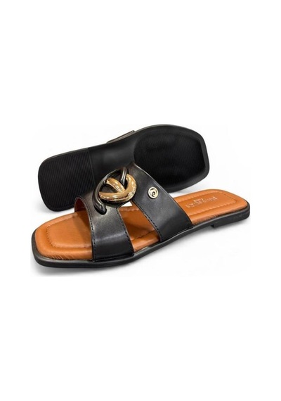 Pierre Cardin Düz Taban Toka Detaylı Anatomik Bayan Terlik Siyah