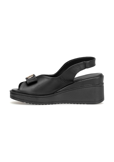 Mammamia D26ys-5295 Kadın Hakiki Deri Dolgu Topuk Sandalet Siyah Siyah
