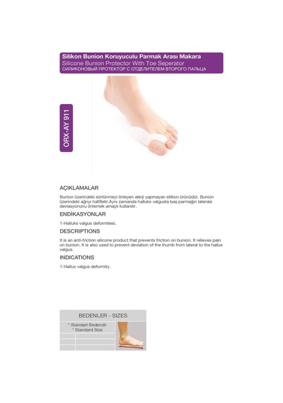 Silikon Bunion Koruyuculu Parmak Arası Makara Halluks Valgus Koruması Orx -ay911