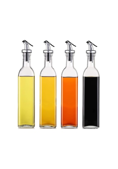 2 Li Cam Yağdanlık Seti 500 Ml Sızdırmaz Kapaklı Damlatmaz Yağ Şişesi, Zeytinyağı Ve Sirke İçin Cam Yağlık, Sıvı Yağ Saklama Ve Dökme Şişesi
