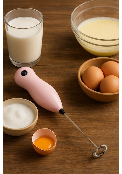 İndecor Houseware Yüksek Devirli Yumurta Karıştırıcı Süt Köpürtücü El Mikseri Pilli Çırpıcı Çok Renkli