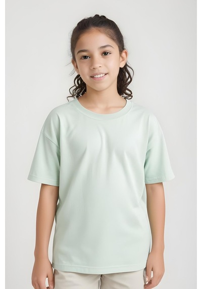 Fyk Kids Kız Çocuk Yuvarlak Yaka Penye T-shirt Mint Yeşil