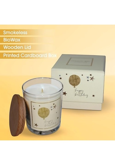 Candle Doğum Günü Hediyesi, Ahşap Ve Baharatlı Sandal Ağacı Kokulu, Doğal Bio Balmum, 135 Gr Kokulu Mum, 40 Diğer