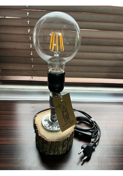 Endüstriyel Borulu Rustic Vintage Steampunk Tarz Masa Lambası