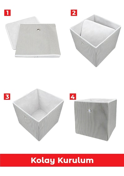Raf Düzenleyici 30 X 30 X 30 Cm Organizer Kumaş Saklama Kutusu Kumaş 30 X 30 Gri Tr Diğer