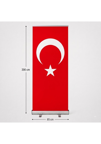 Türk Bayrağı Baskılı Roll Up Banner 85x200cm Diğer