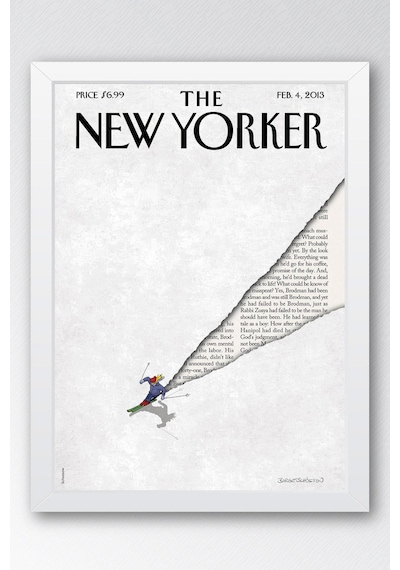 The New Yorker Çerçeveli Tablo February 4 2013 - Powder Day Kayakçı Tablosu