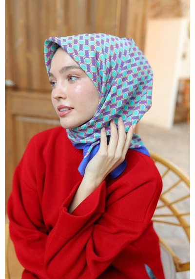 Silk Home Olinda Eşarp 48005-25 Menekşe, Parlak Turuncu, Biskay Yeşili