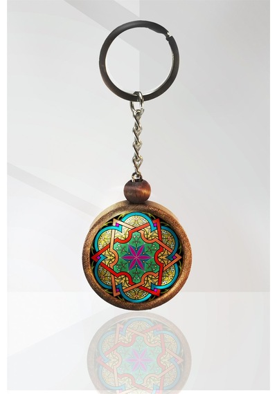 Mandala Ahşap Anahtarlık Tek Ebat N11.3292
