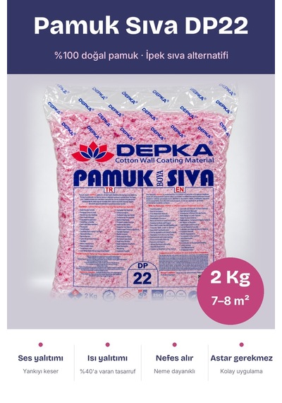Depka Pamuk Sıva Dp22 2 Kg 7-8 M² İpek Sıva Alternatifi Isı Ve Ses Yalıtımlı Dekoratif Sıva