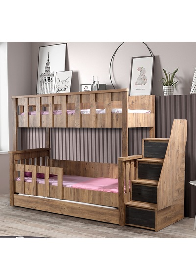 Ranza, Diva Mdf Profil Ayrılabilir Ranza - Beyaz 2 Adet Comfort Yatak Antrasit 90 X 190 CM Ranza, Diva Mdf Profil Ayrılabilir Ranza - Beyaz 2 Adet Comfort Yatak Antrasit 90 X 190 CM