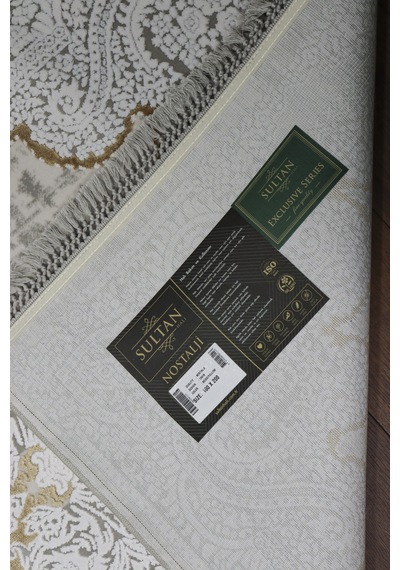 Nostalji Seri Gold Klasik Motifli Altı Kaymaz Makine Dokuma Halı 13418-836 Beyaz